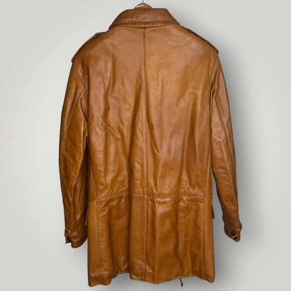Vintage 1970s Rome Leather Jacket Utility Brown Chore Style Men's Medium - Picture 2 of 9
